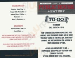 Porky's Public House Eatery menu