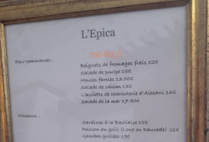 L'epica menu