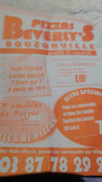 Beverly's Pizzas menu