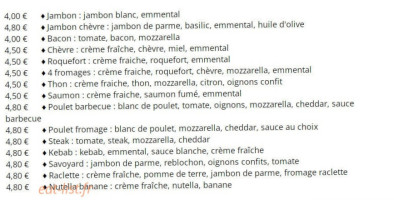 Chez Tino menu