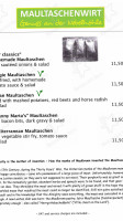 Maultaschenwirt menu
