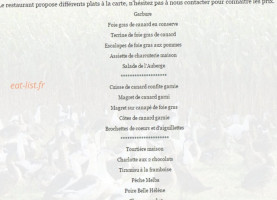 Ferme Auberge Lacere menu