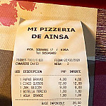 Mi Pizzeria De Ainsa menu