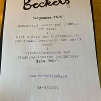 Beckers Kok menu