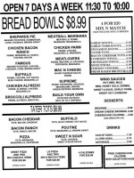 Twisted Calzones menu