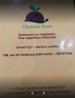 Paris Chennai Dosa menu