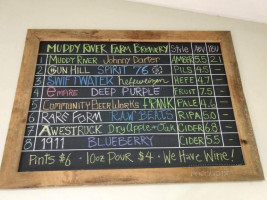 Muddy River Farm Brewery menu