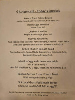 G Lodge Cafe menu