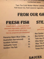 Creed's Seafood menu