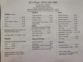 D J's Pizza menu