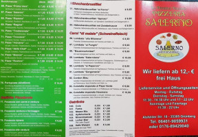 Pizzeria Salerno menu