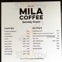 Mila's Coffee menu