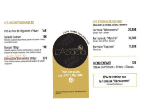 L'acacia menu