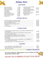 Lehman's And Tavern menu