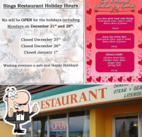 Sings Restaurant menu