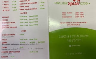 Maple Cedar Syrian Kitchen menu