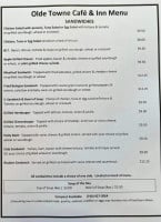 Olde Towne Cafe Inn menu