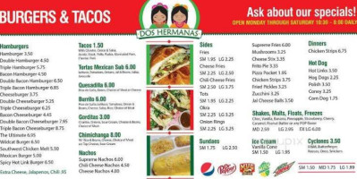 Dos Hermanas Burgers Mexican Food menu