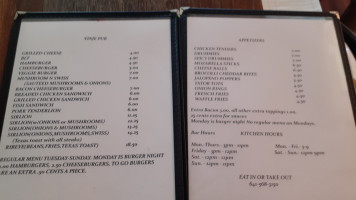 Vinje Pub menu