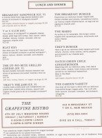 Grapevine Bistro menu