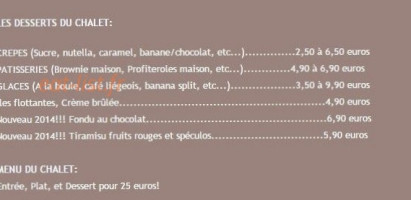 Le Chalet Des Pierres Jaumatres menu