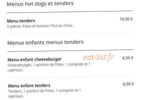 Corner Burger menu