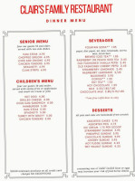 Clairs Family menu