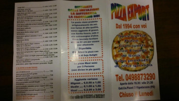 Pizza Export (dal 1994 Con Voi) menu