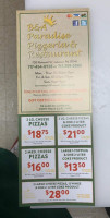 B A Paradise Pizzeria menu