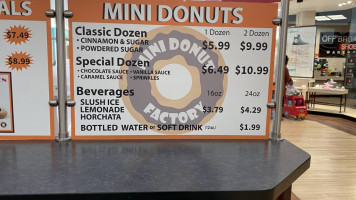 Mini Donut Factory menu
