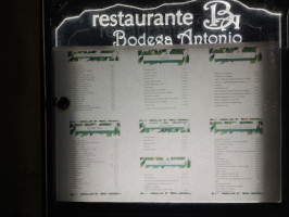Bodega Restaurante Antonio menu