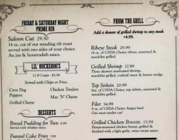 Hochatown Saloon menu