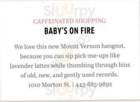Baby's On Fire menu