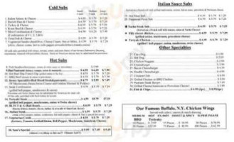 Sam's Sub Shop menu