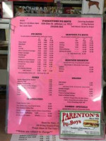 Parentons Poboys, LLC menu