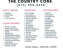 Country Cone menu