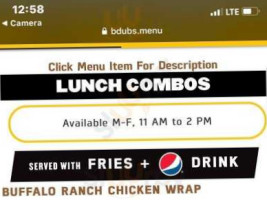 Buffalo Wild Wings menu