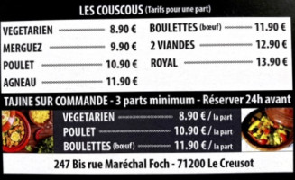 Couscous Bouss menu