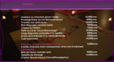 Backstage cafe menu