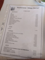 Adega Barros menu