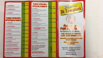 Pizzeria Ai Templari menu