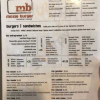 Moxie Burger menu