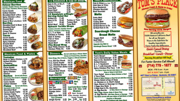 Tom's Place Anaheim Hills menu
