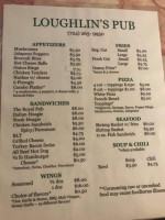 Loughlins Pub menu