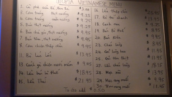 Utopia Restuarant And Lounge menu