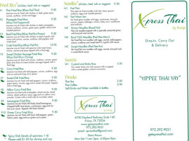 X-press Thai menu