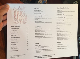 Union Saloon menu