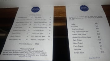 Kinzie Hotel menu