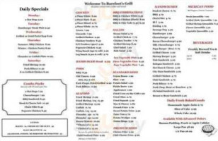 Barefoot's Country Store & Grill menu