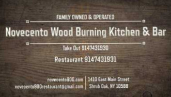 Novecento Wood Burning Kitchen menu